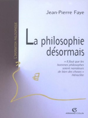 cover image of La philosophie désormais